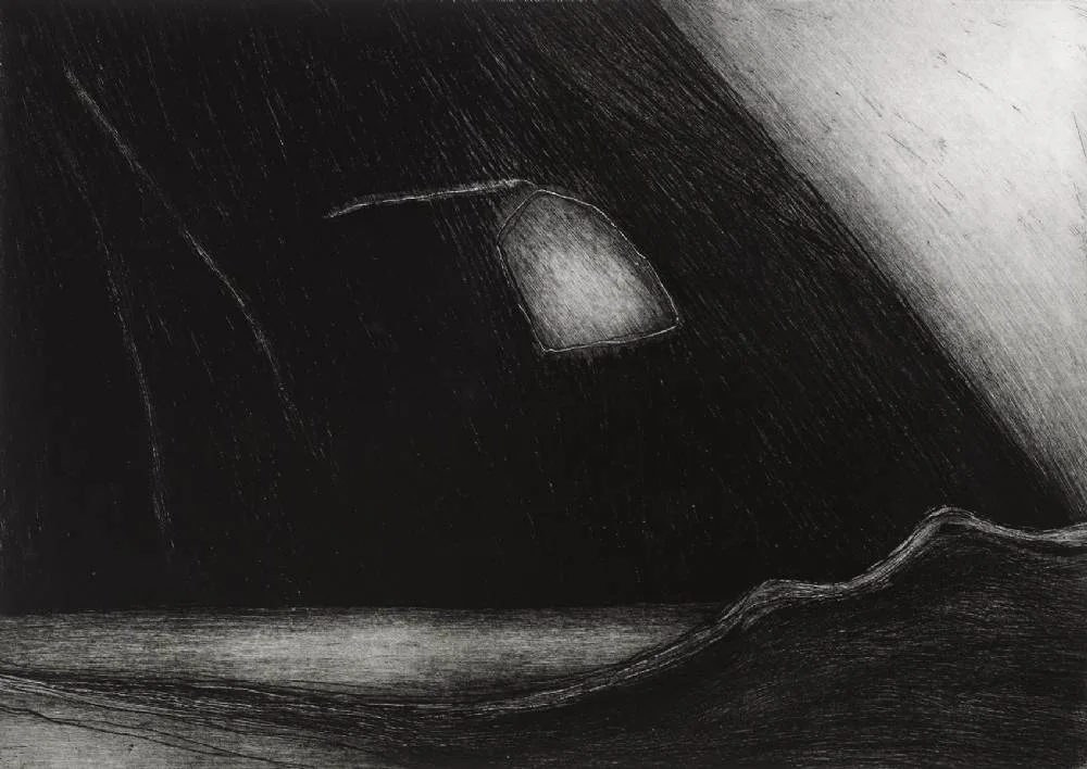 DOWN BY THE LAKE by Maria Simonds-Gooding, 1991, etching; (no. 2 from an edition of 45), sold Jul 2018
