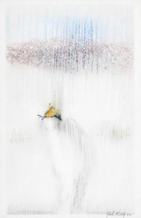 John Kelly, FIGURE IN A LANDSCAPE, 1976 (A PAIR), crayon, pastel and pencil; (2)