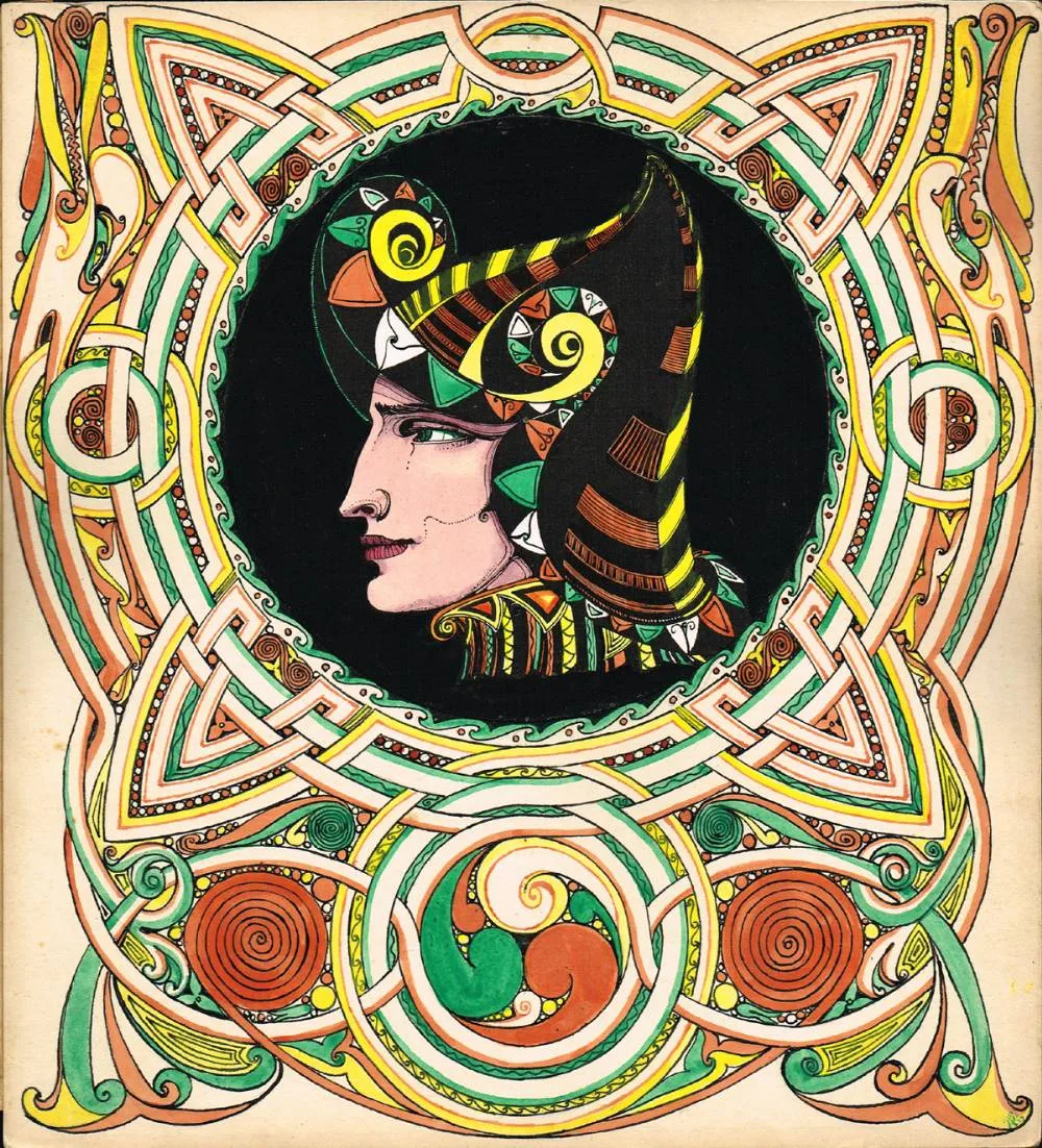 1916-1966 DESIGNS FOR COMMEMORATING THE EASTER RISING INCLUDING LILY OF THE VALLEY AND CELTIC WARRIOR HEAD by Harry Kernoff, watercolour and woodcut; (6); (all unframed), sold Jul 2018