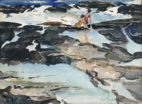 FIGURES IN THE SEA by George Pennefather, 1943, watercolour, sold Jul 2018