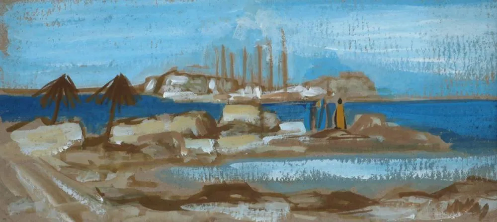 NORTH AFRICAN SCENE by Markey Robinson, gouache, sold Jul 2018