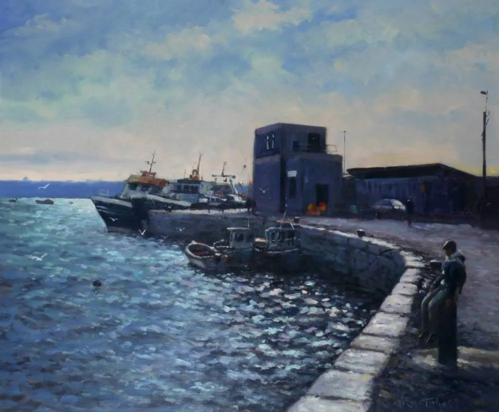 HARBOUR SCENE by Norman Teeling, oil on board, offered Jul 2018