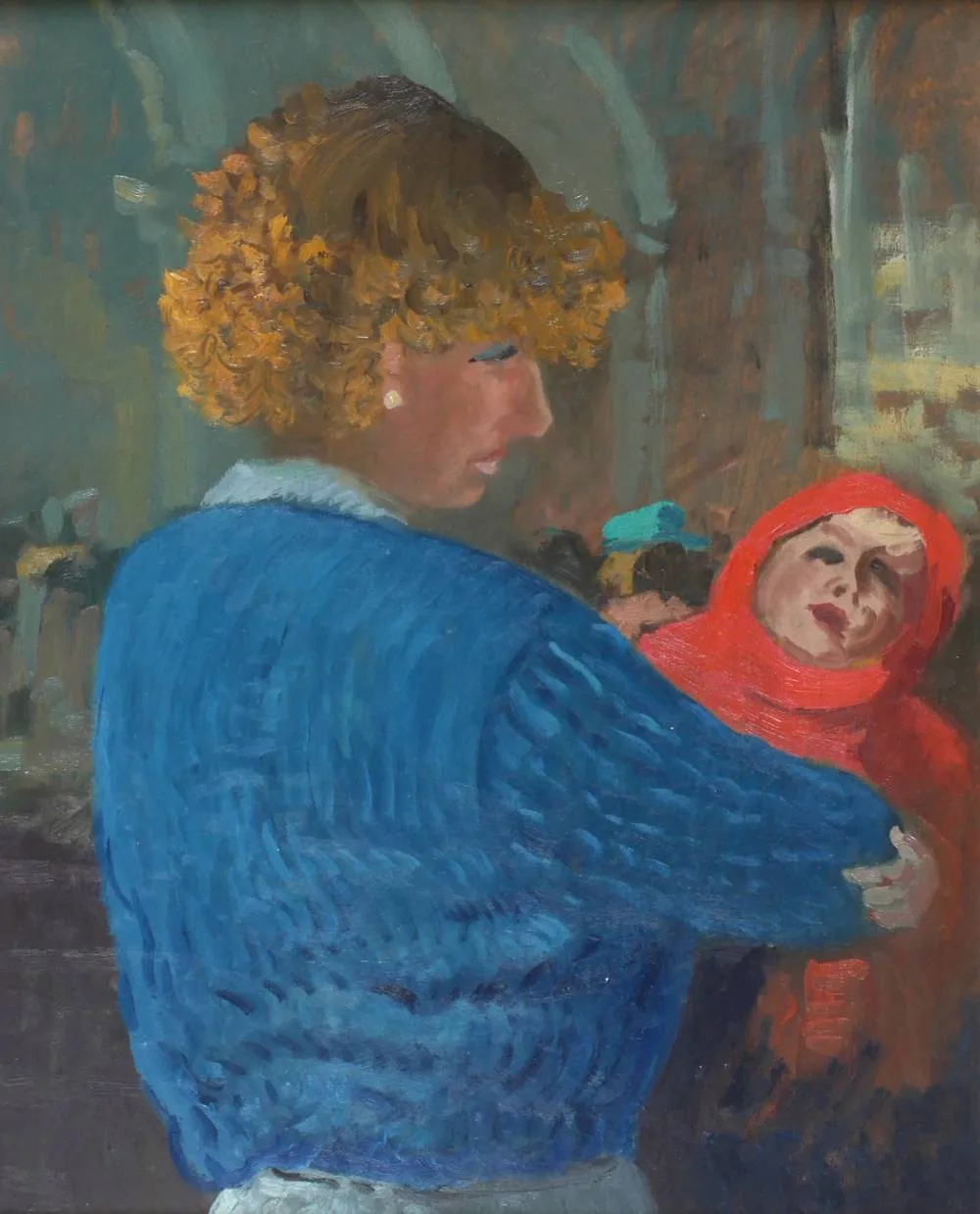 WOMAN AND CHILD, SKERRIES by Patrick Leonard, 1979, oil on canvas, offered Jul 2018