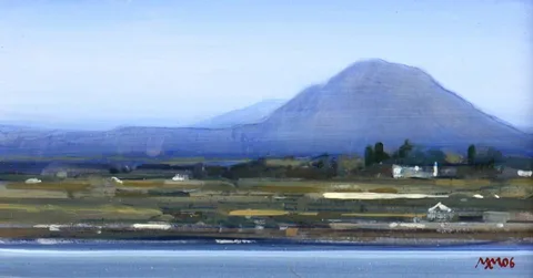 CASHEL MOUNTAIN FROM ROUNDSTONE, COUNTY GALWAY by Martin Mooney, 2006, oil on board, sold Jul 2018