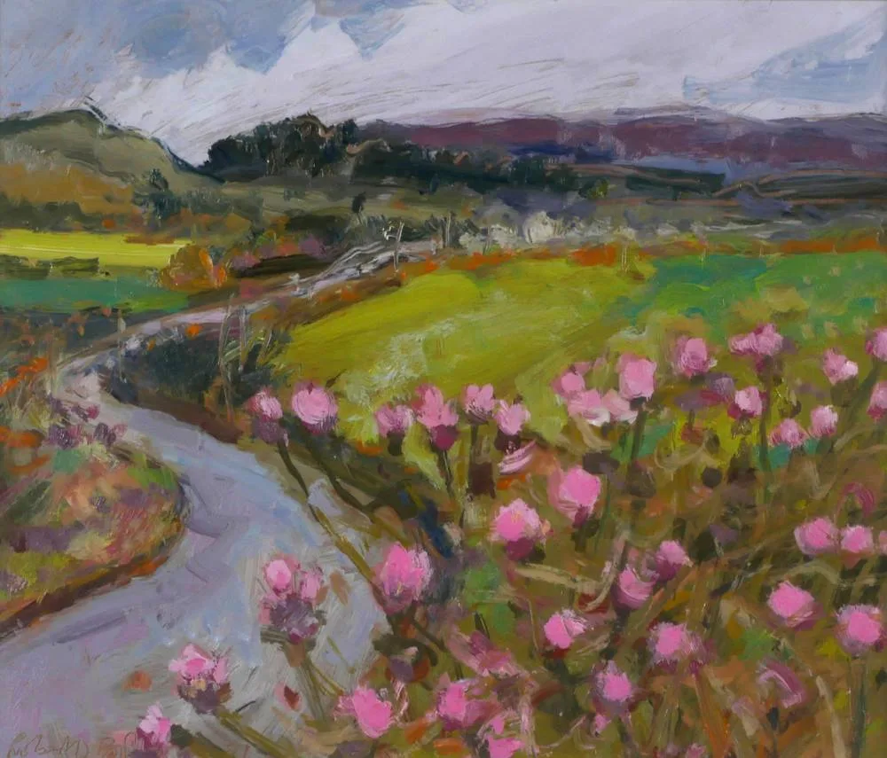RIVER BLOSSOM by Robert Bottom, 2001, oil on board, sold Jul 2018