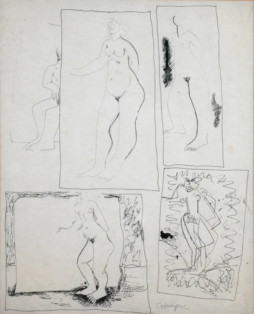 STUDIES by Charles Harper, ink, offered Jul 2018