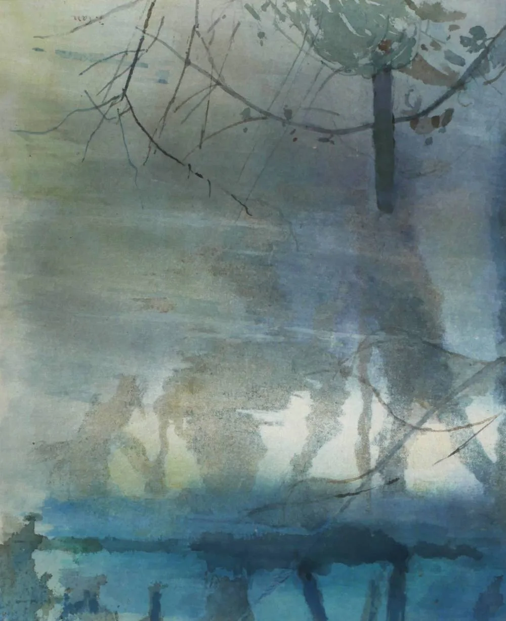 FLOODED RIVER by Tom Carr, watercolour, sold Jul 2018