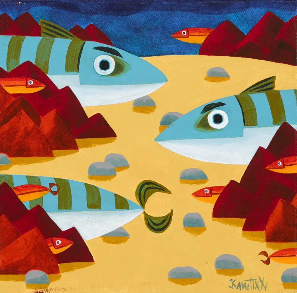 FISH by Graham Knuttel, oil on canvas, sold Jul 2018