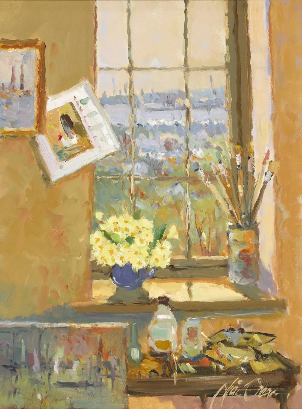 STILL LIFE BY THE WINDOW by Liam Treacy, oil on canvas, sold Jul 2018