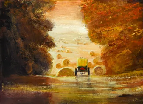 TOWARDS THE HARVEST by Joanna Tinsley, 1998, oil on board, sold Jul 2018