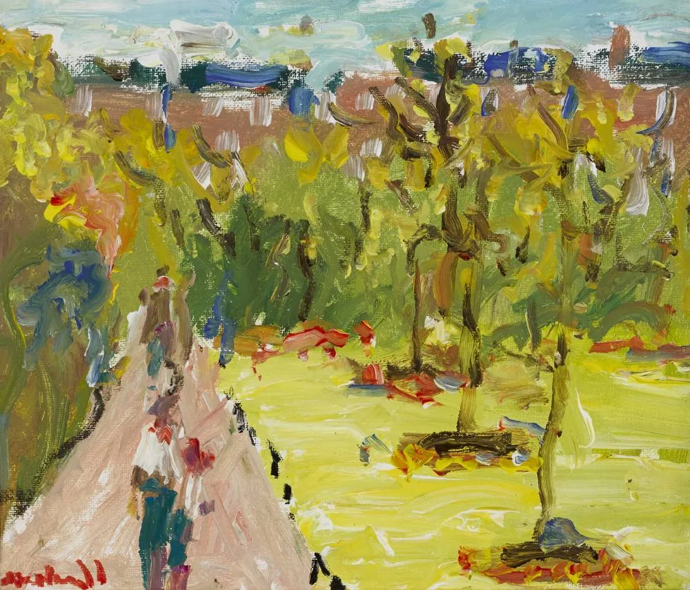 MERRION SQUARE, DUBLIN by Marie Carroll, oil on canvas board, sold Jul 2018
