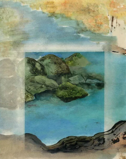 Geoff Rhind, ROCKS BY THE COAST, 1971, watercolour