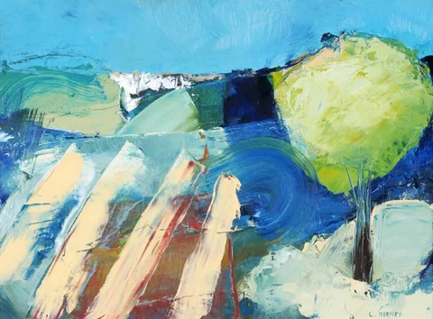 TREE IN A LANDSCAPE by Christy Keeney, 2007, oil on board, offered Jul 2018