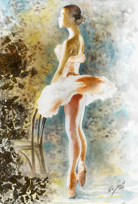 Rick Lewis, BALLET PRACTICE, watercolour