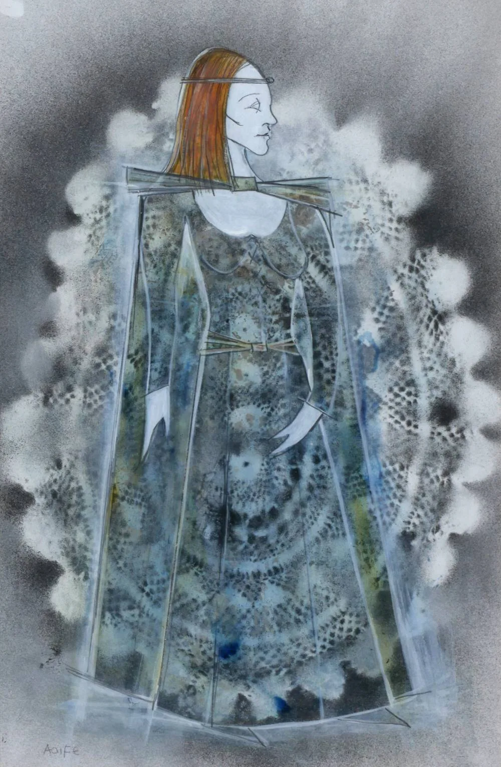 Bronwen Casson, AOIFE, pencil, pastel and silver paint; print; (1)