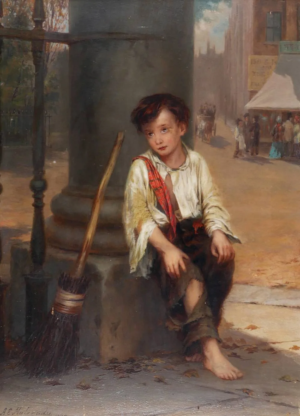 THE CHIMNEY SWEEP by Augustus Edwin Mulready, 1879, oil on panel, sold Jul 2018