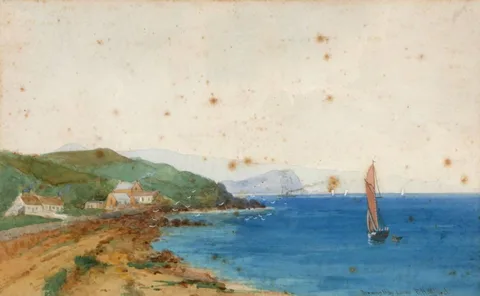 BROWNS BAY, LARNE by Ernest Hanford, watercolour, offered Jul 2018