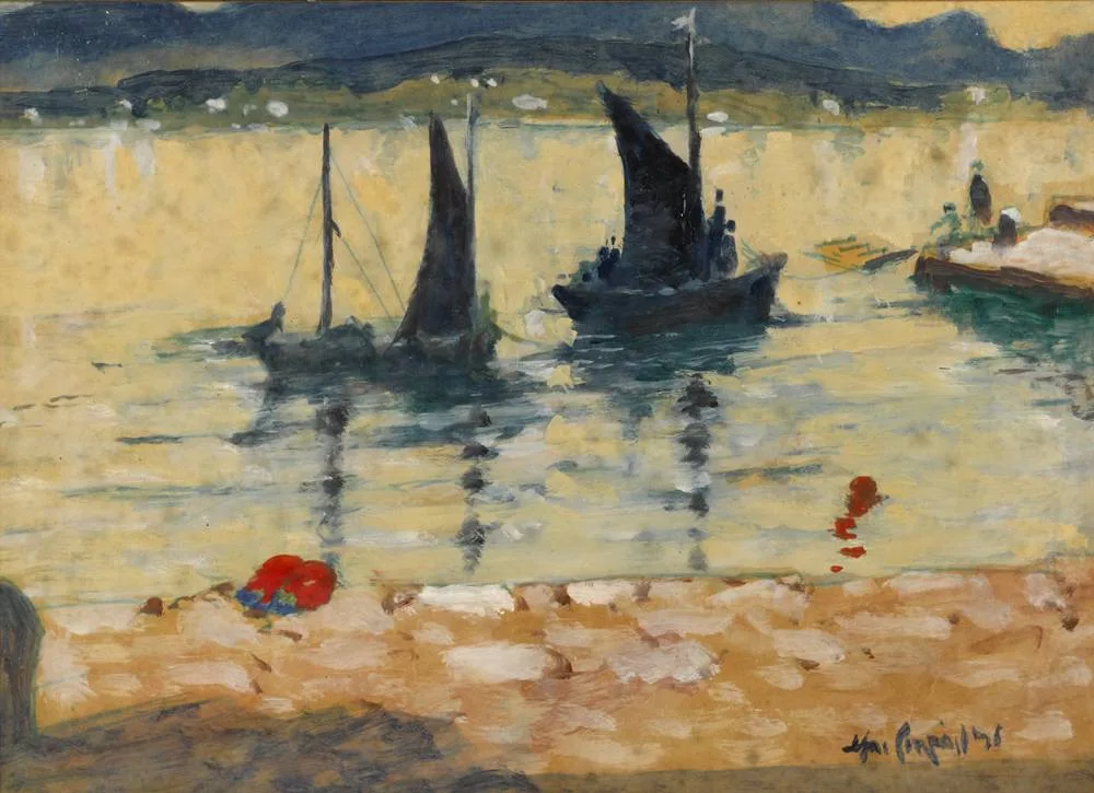 HARBOUR ROAD, CONNEMARA by Maurice MacGonigal, oil on board, sold May 2018