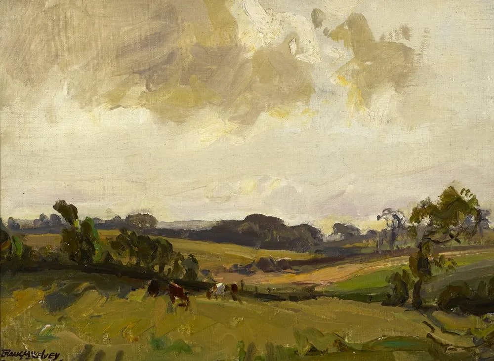 CATTLE IN A LANDSCAPE by Frank McKelvey, oil on board, offered May 2018
