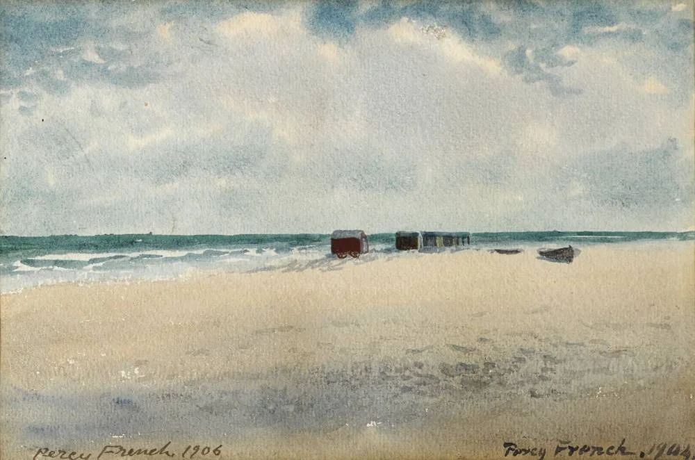 BEACH SCENE by William Percy French, 1904-1906, watercolour, sold May 2018