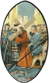 Harry Clarke, STATIONS OF THE CROSS: JESUS CARRIES HIS CROSS and JESUS FALLS FOR THE FIRST TIME