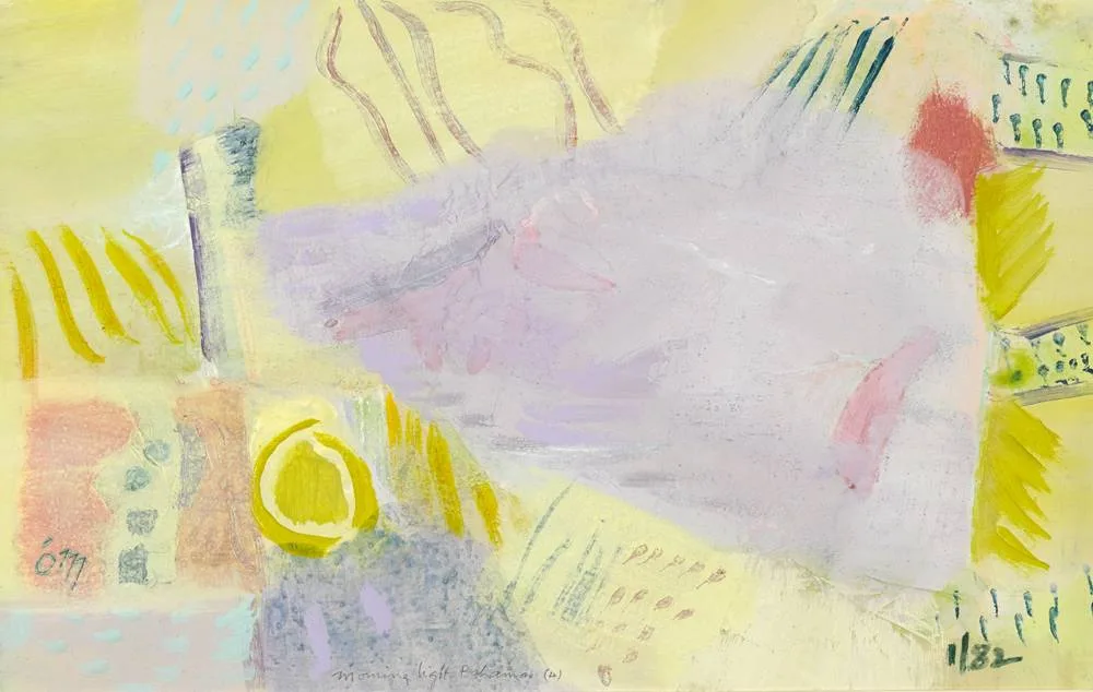 MORNING LIGHT, BAHAMAS by Tony O'Malley, 1982, oil, gouache and sand on paper, sold May 2018