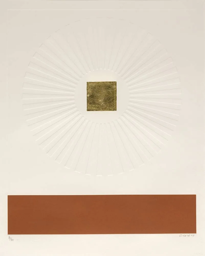 Patrick Scott, UNTITLED, 2009, Intaglio, carborundum, embossing with gold leaf; (no. 71 from an edition of 75)