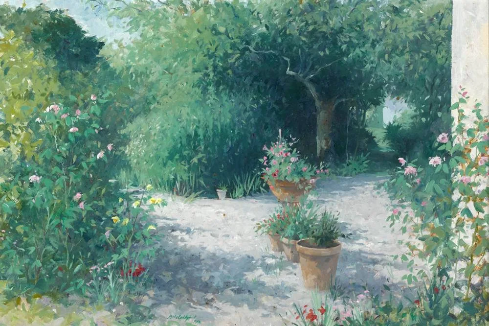 SUMMER GARDEN by Brett McEntagart, oil on board, sold May 2018
