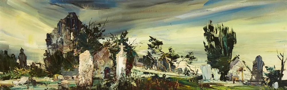 OLD CHURCHYARD by Kenneth Webb, 1961, oil on canvas, sold May 2018