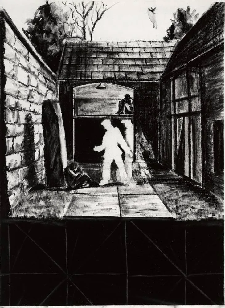 David O'Kane, LOCKED DOOR, 2007, charcoal