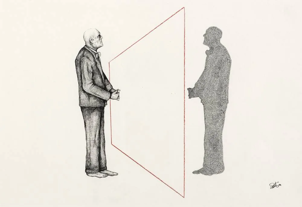 David Roche, TWO FIGURES, 2009, ink