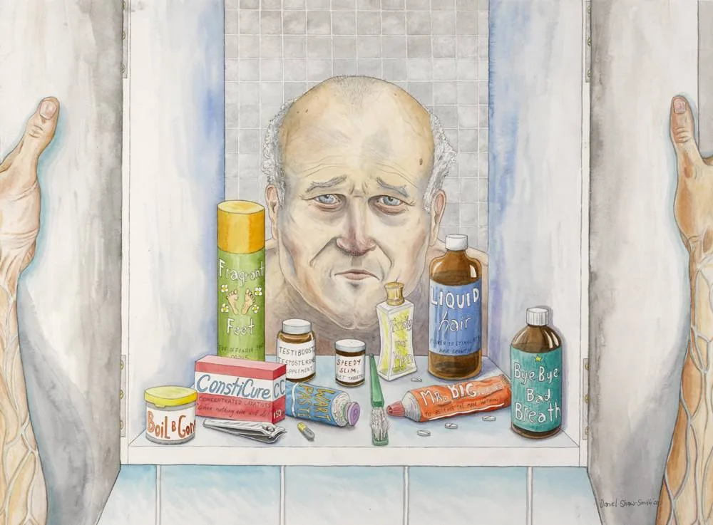 Daniel Shaw-Smith, MAN IN THE MIRROR, 2002, pencil and watercolour