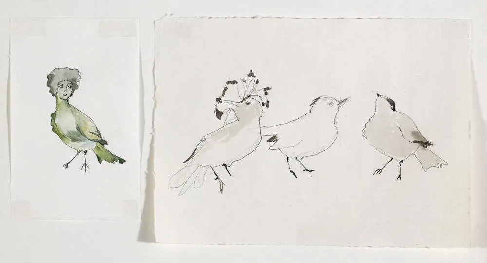 Ciara Moore, BIRDS OF A FEATHER, watercolour