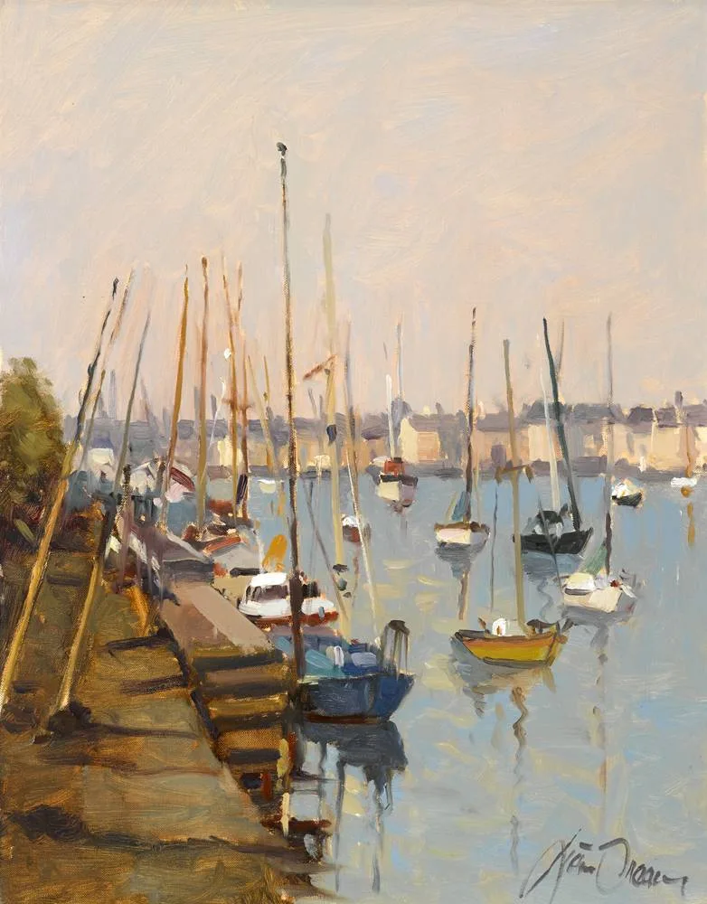 ARKLOW HARBOUR, COUNTY WICKLOW by Liam Treacy, oil on canvas, sold Feb 2018