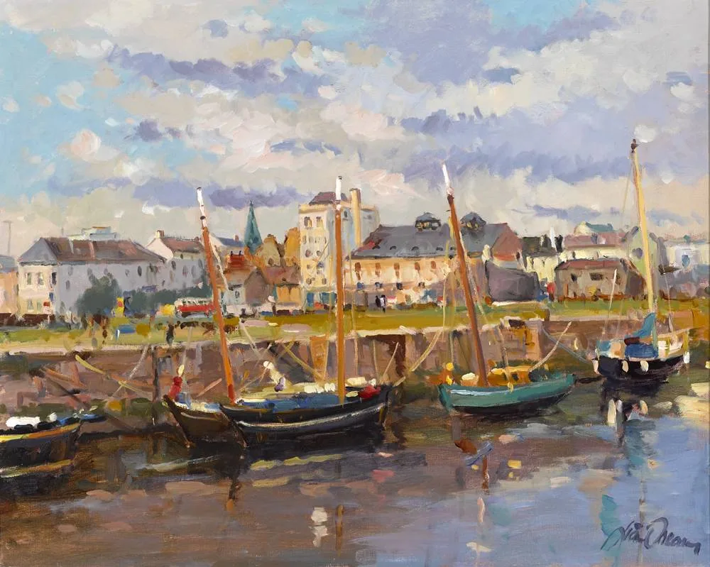GALWAY HARBOUR by Liam Treacy, oil on canvas, sold Feb 2018