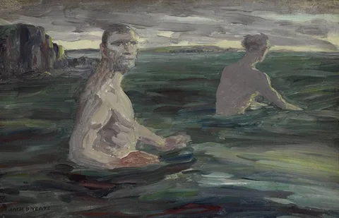 Jack Butler Yeats, OLD MEN BATHING, 1922, oil on board