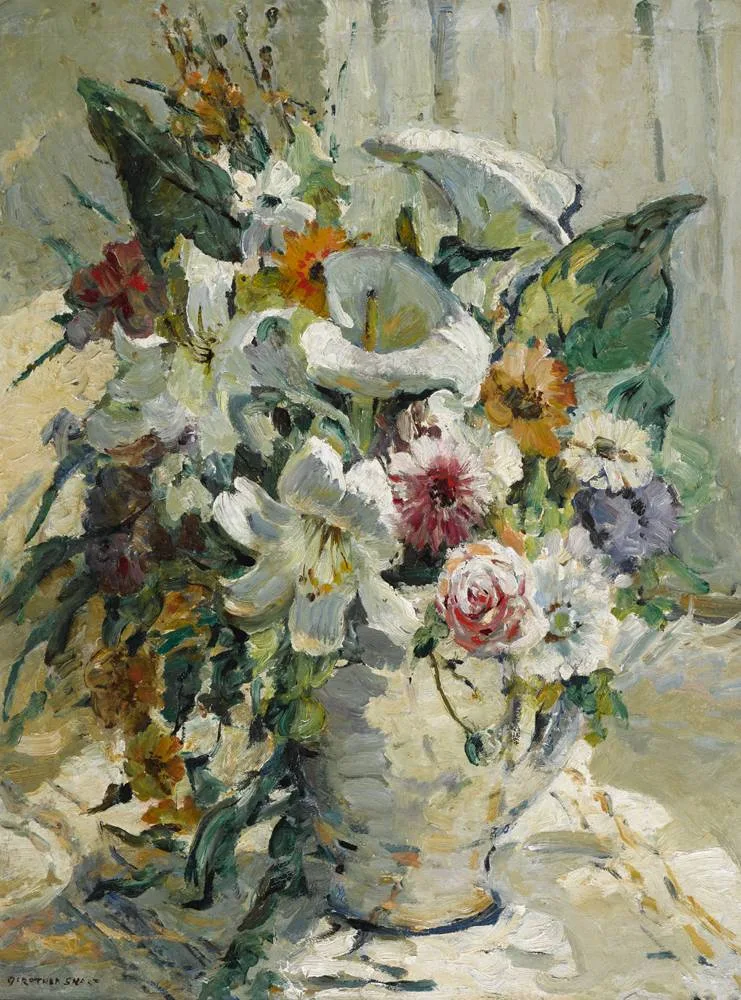 STILL LIFE WITH LILIES by Dorothea Sharp, oil on board, sold Feb 2018