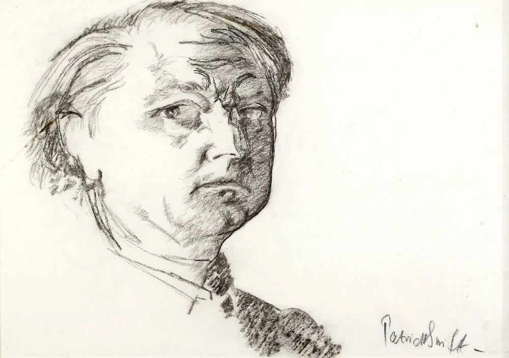 SELF PORTRAIT by Patrick Swift, charcoal, sold Feb 2018