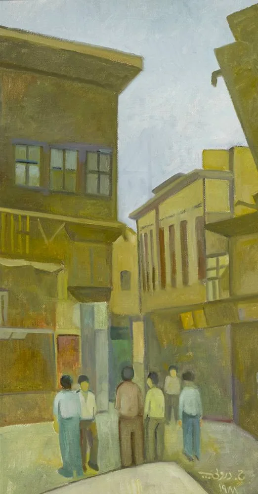 BAGHDAD STREET SCENE by Hafidh al-Droubi, 1988, oil on canvas, sold Feb 2018