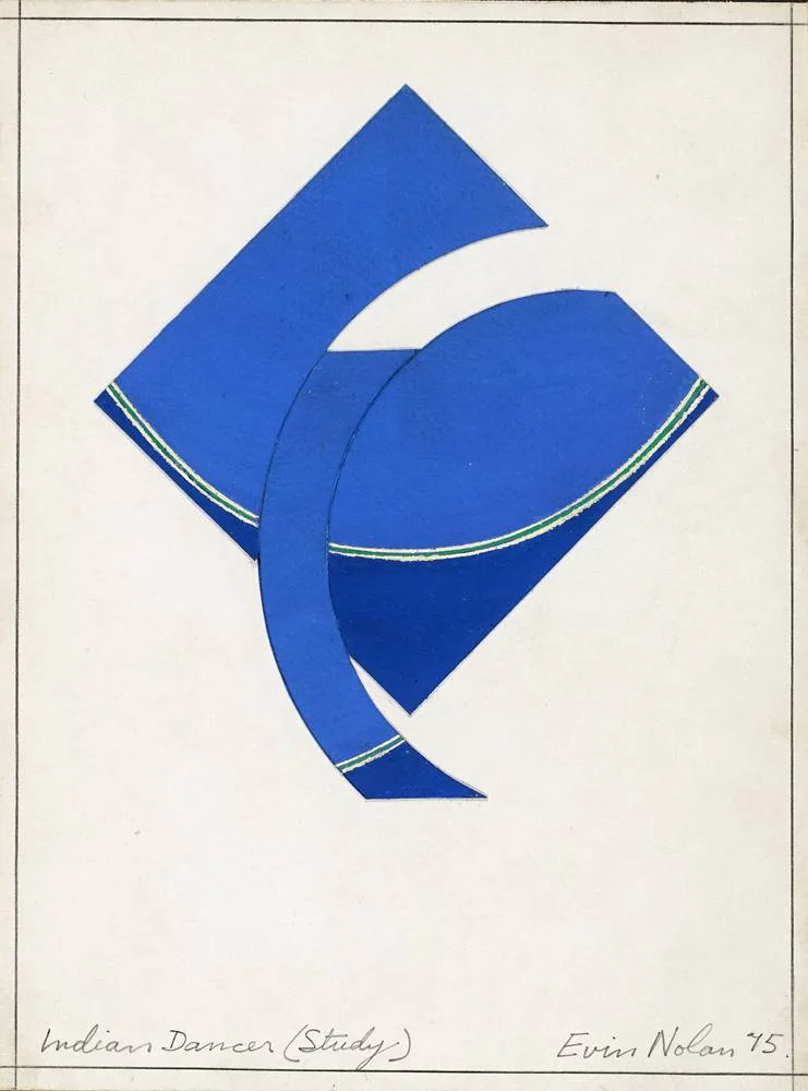 Evin Nolan, INDIAN DANCER (STUDY), 1975, oil on paper with collage