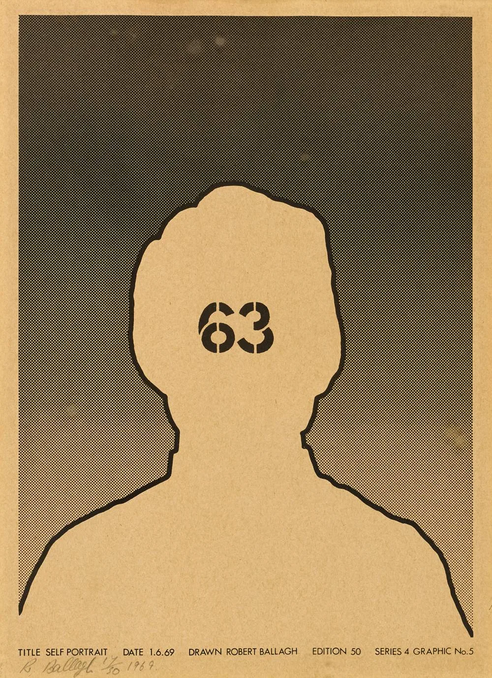 SELF PORTRAIT by Robert Ballagh, 1969, print; (no. 17 from an edition of 50), sold Feb 2018