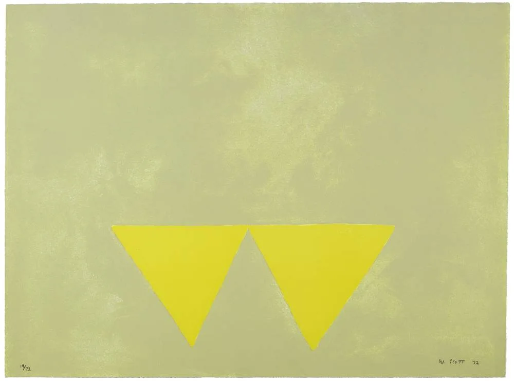 FIRST TRIANGLES, FROM A POEM FOR ALEXANDER by William Scott, 1972, screenprint; (no. 19 from an edition of 72), sold Feb 2018