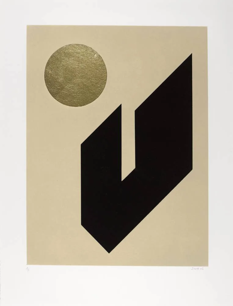 TANGRAM III by Patrick Scott, 2005, carborundum and gold leaf; (no. 52 from edition of 75), sold Feb 2018