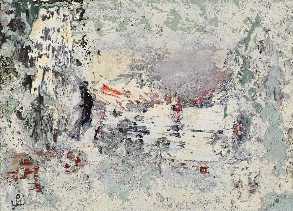 UNTITLED LANDSCAPE by John Kingerlee, oil on board, sold Feb 2018