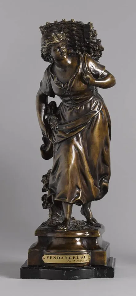 VENDANGEUSE by Ernest Rancoulet, 1902, bronze on black marble base, offered Feb 2018