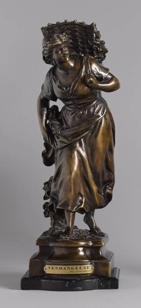 VENDANGEUSE by Ernest Rancoulet, 1902, bronze on black marble base, offered Feb 2018