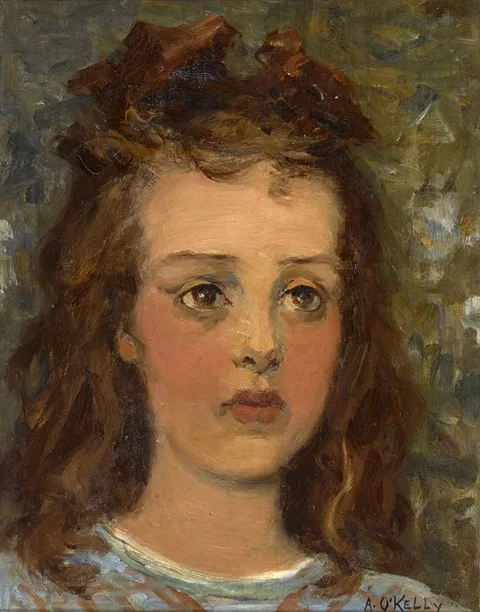 HEAD OF A GIRL by Aloysius C. OKelly, oil on panel, offered Feb 2018