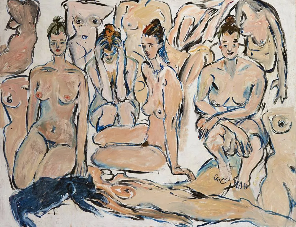 NUDES by Elizabeth Cope, oil on board, offered Feb 2018