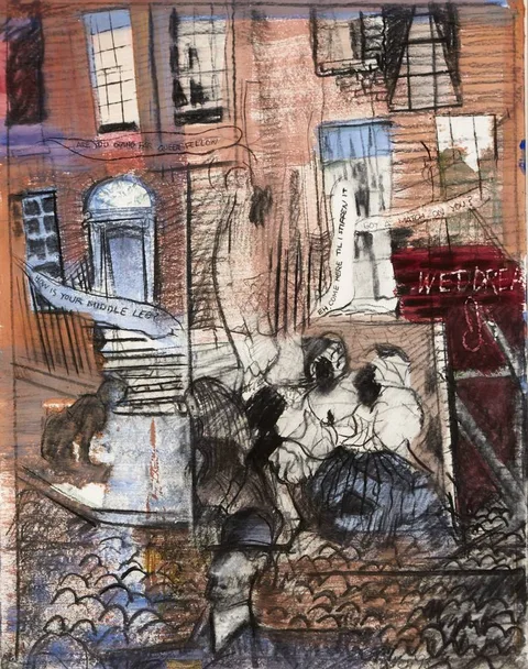 Charles Cullen, NIGHTTOWN, 1993, mixed media