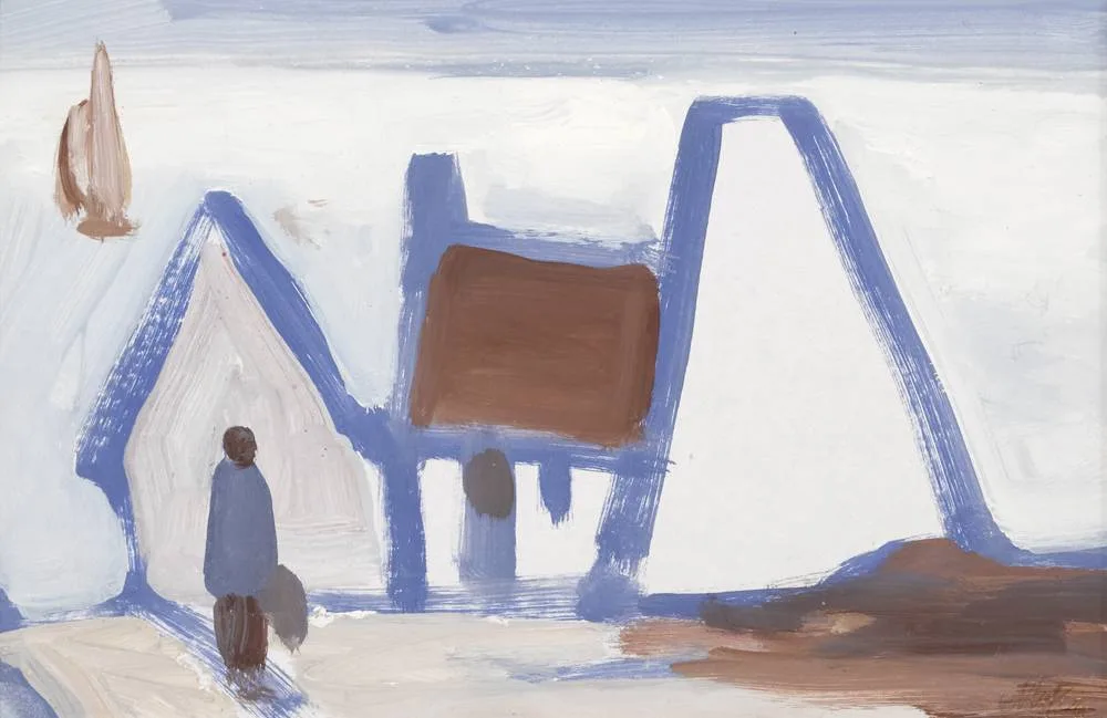 GOING HOME by Markey Robinson, gouache on board, sold Feb 2018